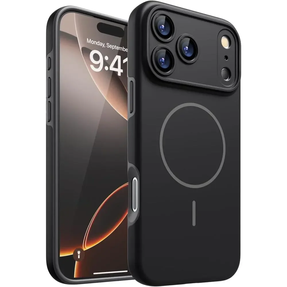 Phone 17 Pro Case MagSafe Matte Black Shockproof 360 Camera Lens Cover